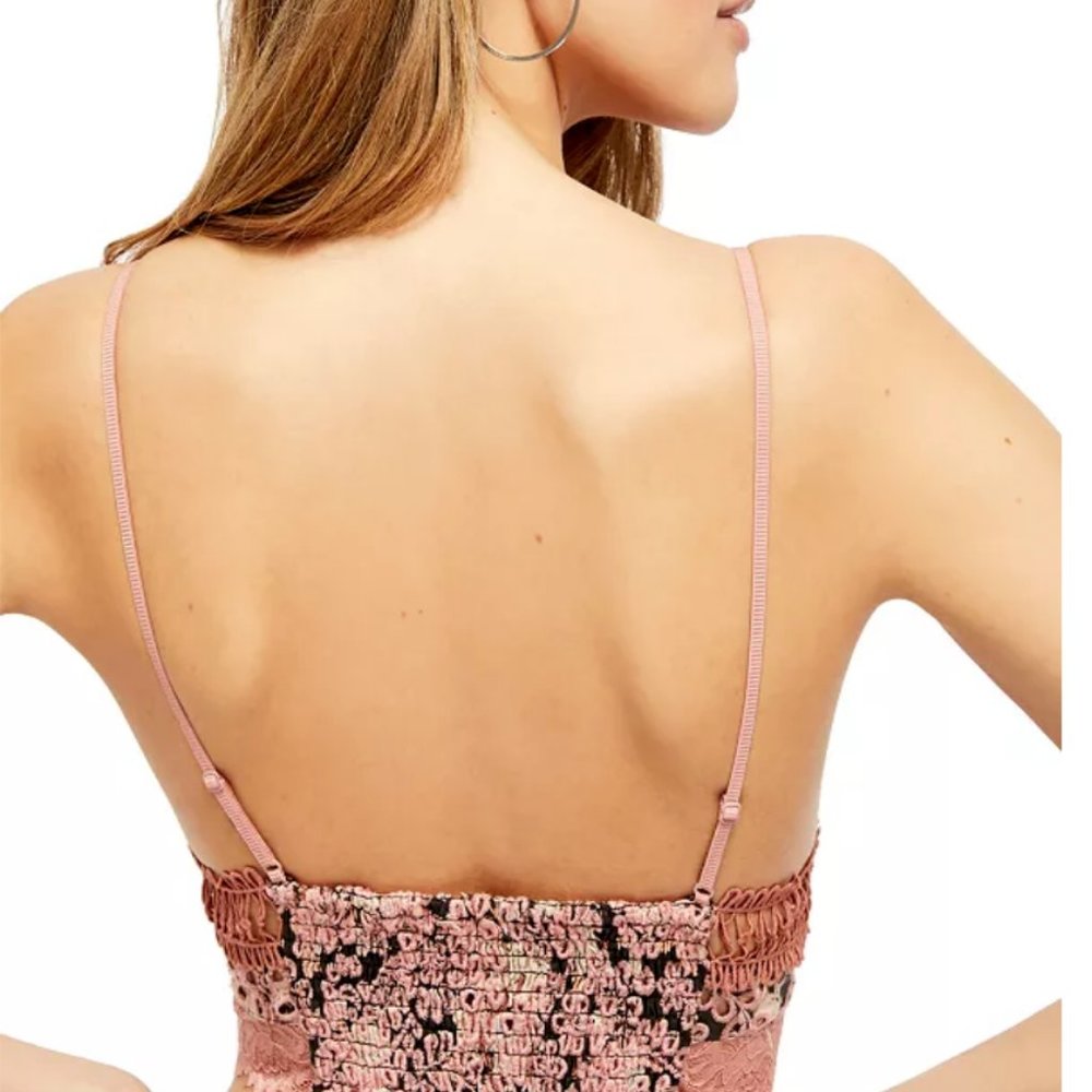 FREE PEOPLE ​Emma Soft Bra Black brown lace ruched back $48 - Picture 2 of 7